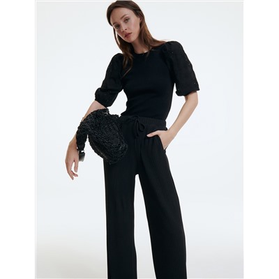 Bluse mit Ärmeln mit Lochstickerei