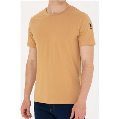 Erkek Camel Basic Bisiklet Yaka Tişört