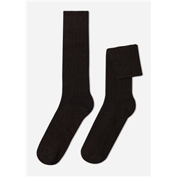 Kurze gerippte Herrensocken mit Wolle und Cashmere
