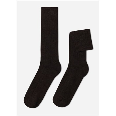 Kurze gerippte Herrensocken mit Wolle und Cashmere