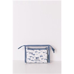 Pack 3 neceseres prints variados azul y blanco