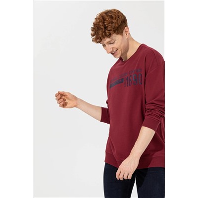 Erkek Vişne Bisiklet Yaka Sweatshirt