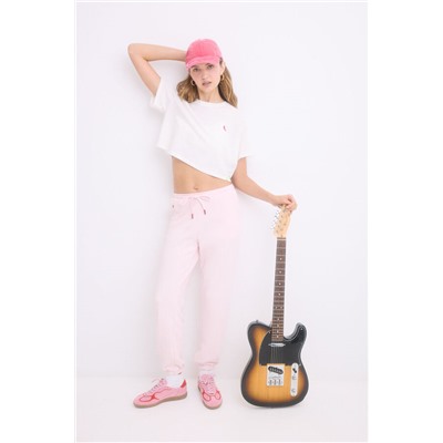 Pantalón largo jogger felpa rosa