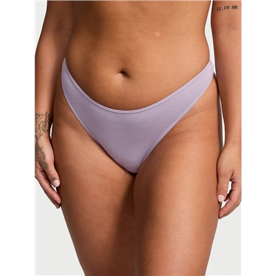 Stretch Cotton High-Leg Scoop Thong Panty