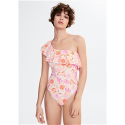 Bañador estampado floral volante