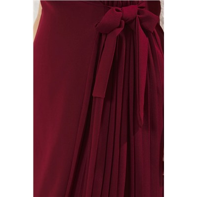 Bordo Düz Kruvaze Dokuma Elbise TBBSS23AH00254