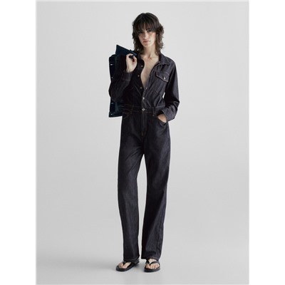 Mono denim recto rinse wash pespuntes
