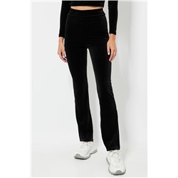 Pantalón flare de terciopelo cintura alta - Negro