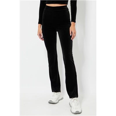 Pantalón flare de terciopelo cintura alta - Negro