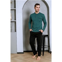 AHENGİM Erkek Pijama Takımı Interlok Cepli Altı Düz Pamuklu Mevsimlik M70022279 1-2-10001223