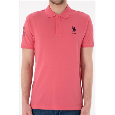 Erkek Slim Fit Polo Yaka Pembe Basic Tişört