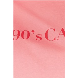 Pembe Geniş Kalıp Baskılı Bisiklet Yaka %100 Pamuk Örme T-shirt TBBSS23BF00015