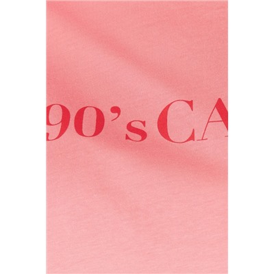 Pembe Geniş Kalıp Baskılı Bisiklet Yaka %100 Pamuk Örme T-shirt TBBSS23BF00015