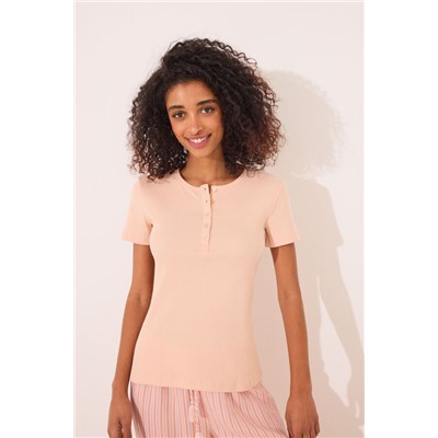 Camiseta manga corta canalé naranja