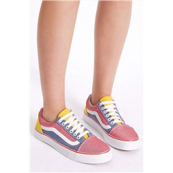 Tonny Black Kadın Kırmızı Lacivert Rahat Kalıp Bağcıklı Sneaker TBHMTSRS075