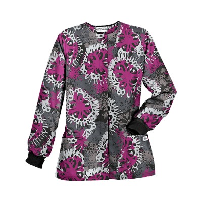 UA Splash of Flowers Black Print Scrub Jacket
