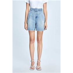 Short vaquero de tiro alto Azul