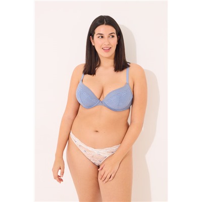 GORGEOUS Sujetador push up relleno encaje tul plumeti azul
