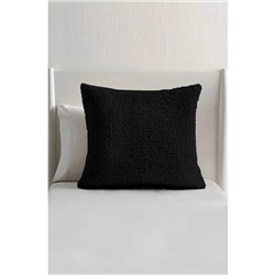 Benlisso Home Peluş Teddy Puffy Dekoratif Yastık Kırlent Kılıfı 43x43 Siyah 1894