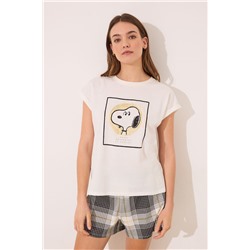 Pijama corto 100% algodón Snoopy cuadros