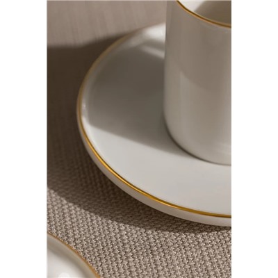 Lumora 6 Kişilik 12 Parça Kahve Fincan Takımı - Beyaz/Gold - 100 ml