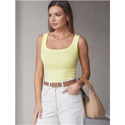 Топ облегающий из эластичного хлопка с квадратным вырезом каре