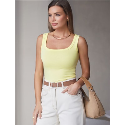 Топ облегающий из эластичного хлопка с квадратным вырезом каре