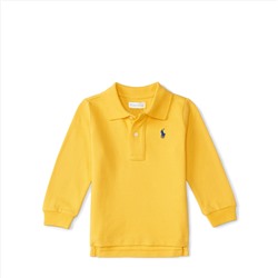 COTTON MESH LONG-SLEEVE POLO