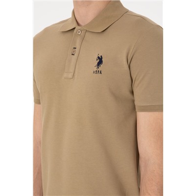 Erkek Slim Fit Polo Yaka Haki Basic Tişört