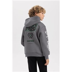 Defacto Erkek Çocuk Regular Fit Kapüşonlu Kalın Sweatshirt Kumaşı Sweatshirt B2965A823WN