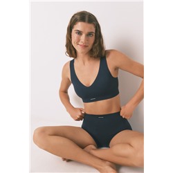 Pantalón corto canalé azul oscuro