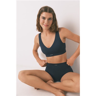 Pantalón corto canalé azul oscuro