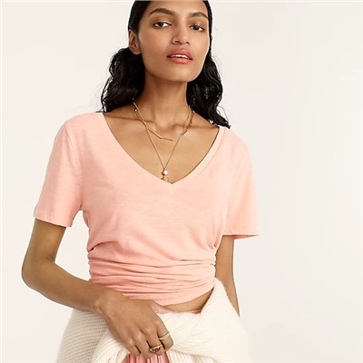 Vintage cotton V-neck T-shirt in stripe