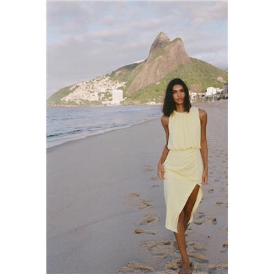 GATHERED MIDI DRESS