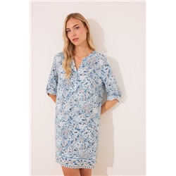 Camisola corta viscosa flores azul