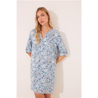Camisola corta viscosa flores azul
