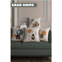 SasoHome Drought And Wildflowers Desenli 4 Lü Dijital Baskılı Hediyelik Kaliteli Yastık - Kırlent Kılıfı SH-1196