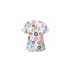 UA Honeycombs And Flowers White Print Scrub Top