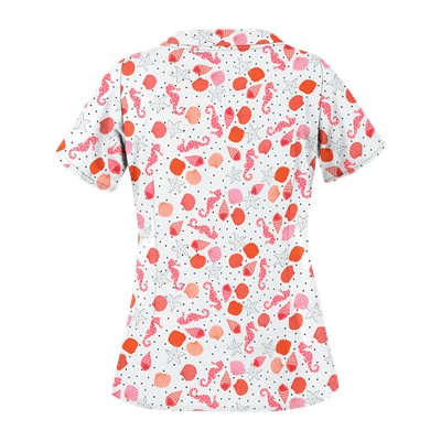 UA Day At The Beach Black Scallop Neck Print Scrub Top