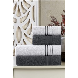 Louis Marie Antrasit Diamond Antibakteriyel Banyo Havlu Takımı 50x90-70x140 4 Parça 5341