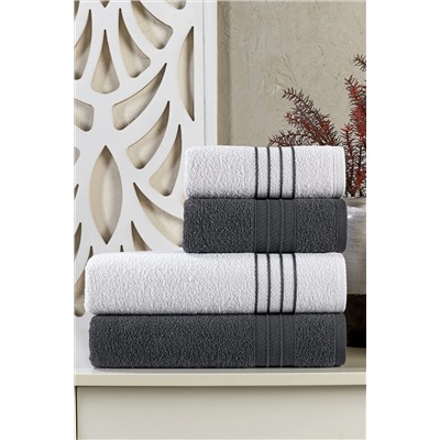 Louis Marie Antrasit Diamond Antibakteriyel Banyo Havlu Takımı 50x90-70x140 4 Parça 5341