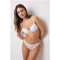 GORGEOUS Sujetador push up relleno encaje tul plumeti marfil