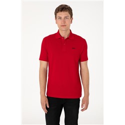 Erkek Regular Fit Polo Yaka Kırmızı Basic Tişört