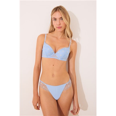 Tanga tul bordado azul