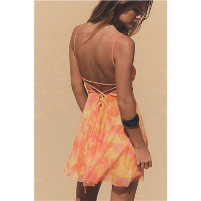 PRINTED TULLE MINI DRESS