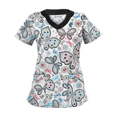 UA Garden of Wonder Royal Scrub Top