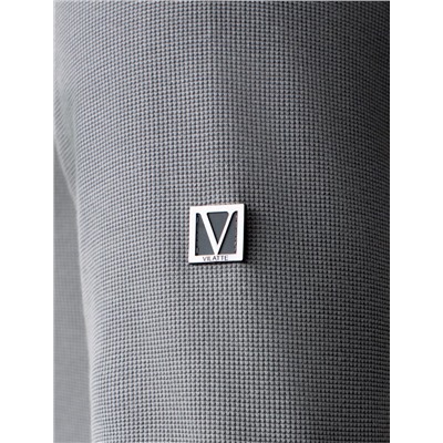 Лонгслив из фактурного трикотажа с плетеным воротником поло с застежкой на пуговицы