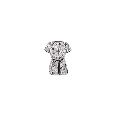 UA Spring Time White Mock Wrap Scrub Top