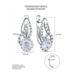 Серьги из серебра с плавленым кварцем и фианитами родированные 925 пробы 2-535р136