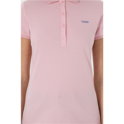 Kadın Açık Pembe Basic Polo Yaka Tişört